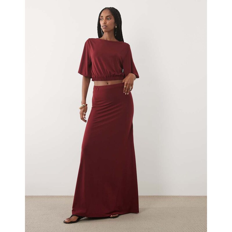Miss Selfridge maxi skirt co-ord in plum-Purple