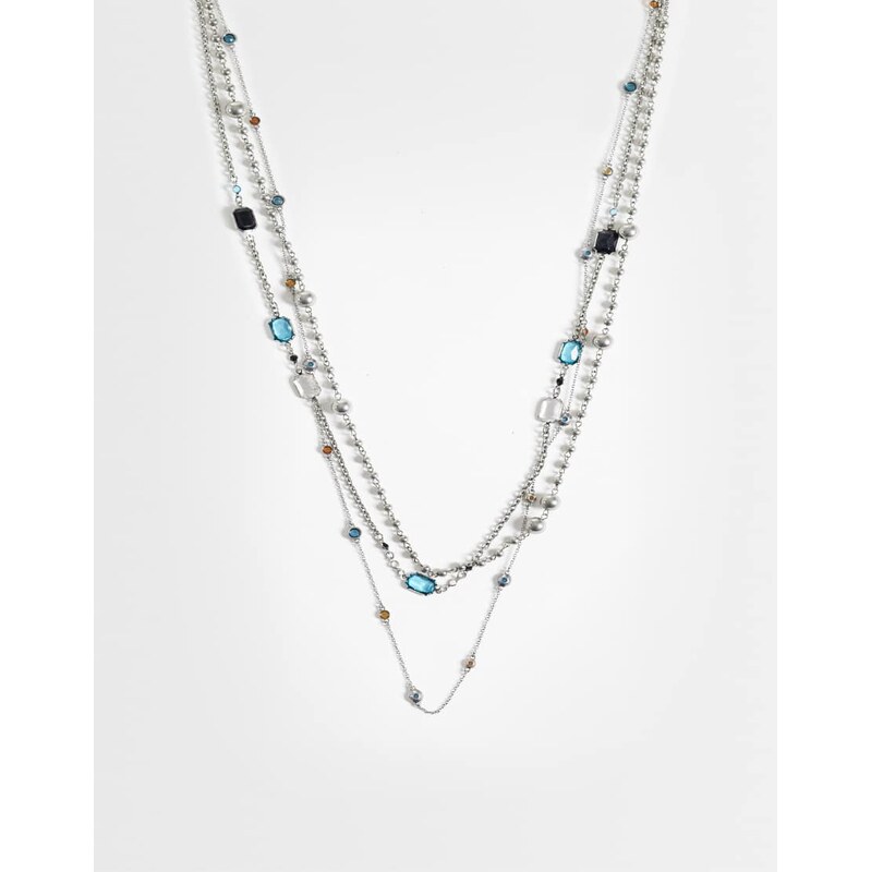 Mango layered charm necklace in silver