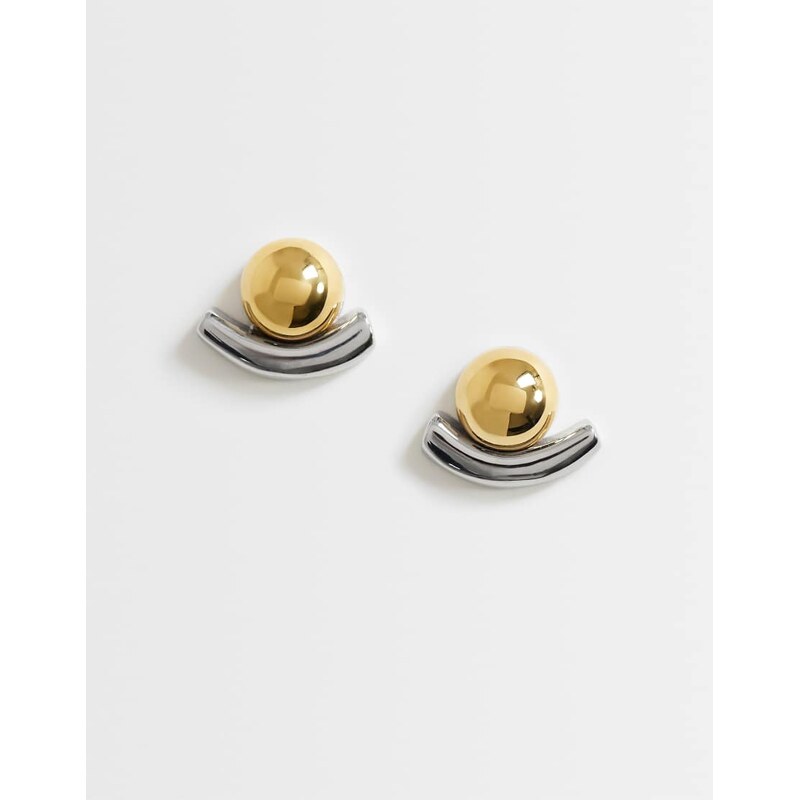 Topshop Diana stainless steel stud earrings in gold and silver