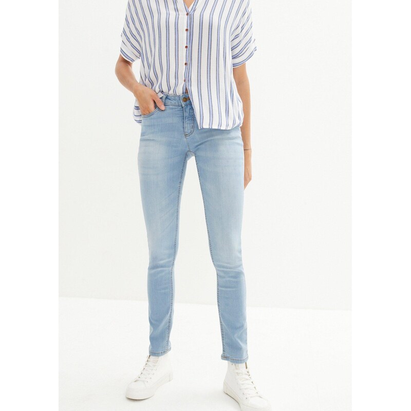 bonprix Strečové džíny Skinny, Mid Waist modrá Žena