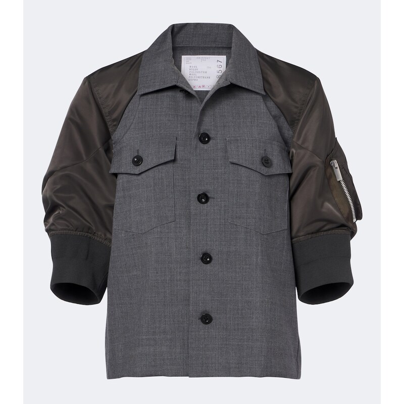 Sacai Wool twill and technical jacket