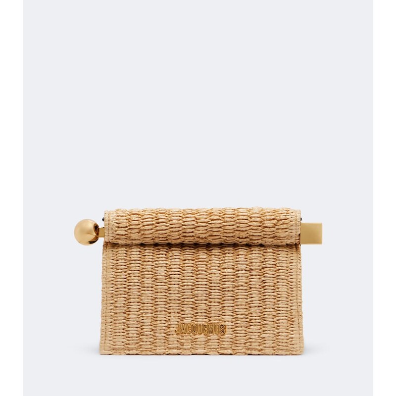 Jacquemus Rond CarrÃ Small raffia-effect clutch