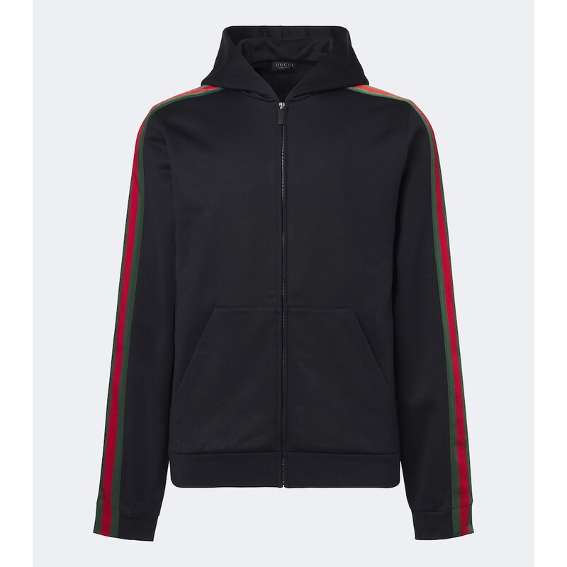 Gucci Web Stripe silk and cotton jersey hoodie