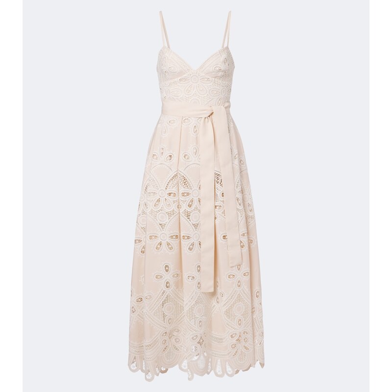 Elie Saab Belted embroidered gathered midi dress