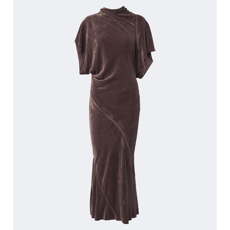Rick Owens Seb draped velvet midi dress