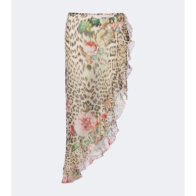 Roberto Cavalli Leopard-print silk beach cover-up
