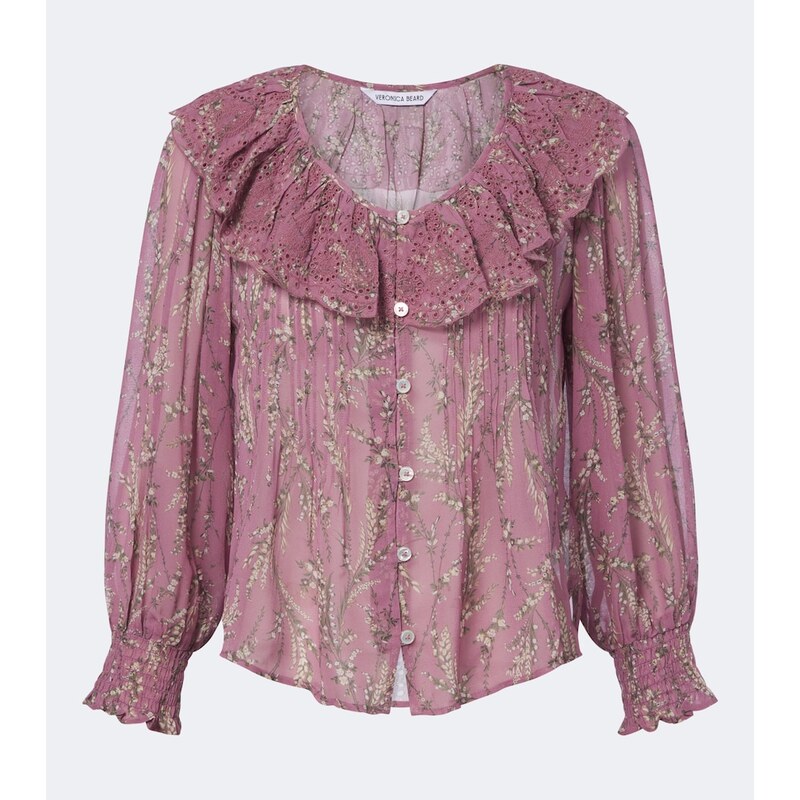 Veronica Beard Hewitts ruffled floral georgette blouse