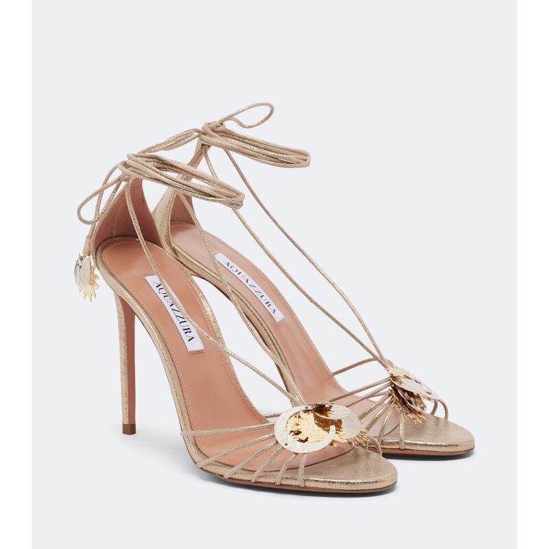 Aquazzura Night Stars metallic leather sandals