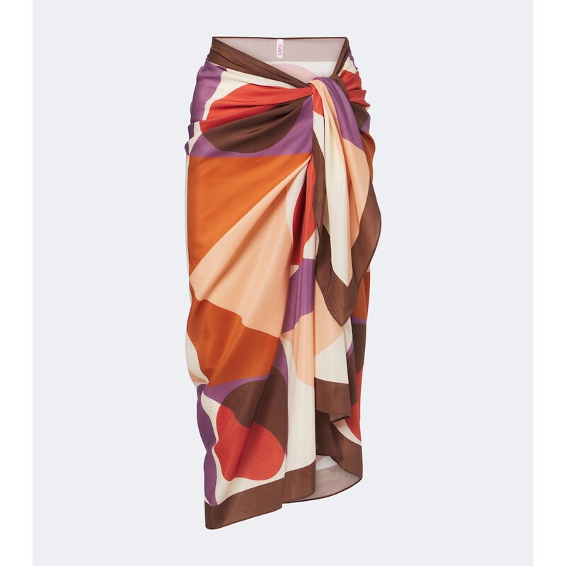 Eres Luisa printed cotton and silk beach cover-up