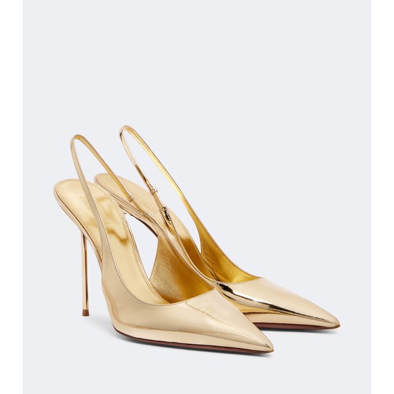 Paris Texas Lidia metallic leather slingback pumps