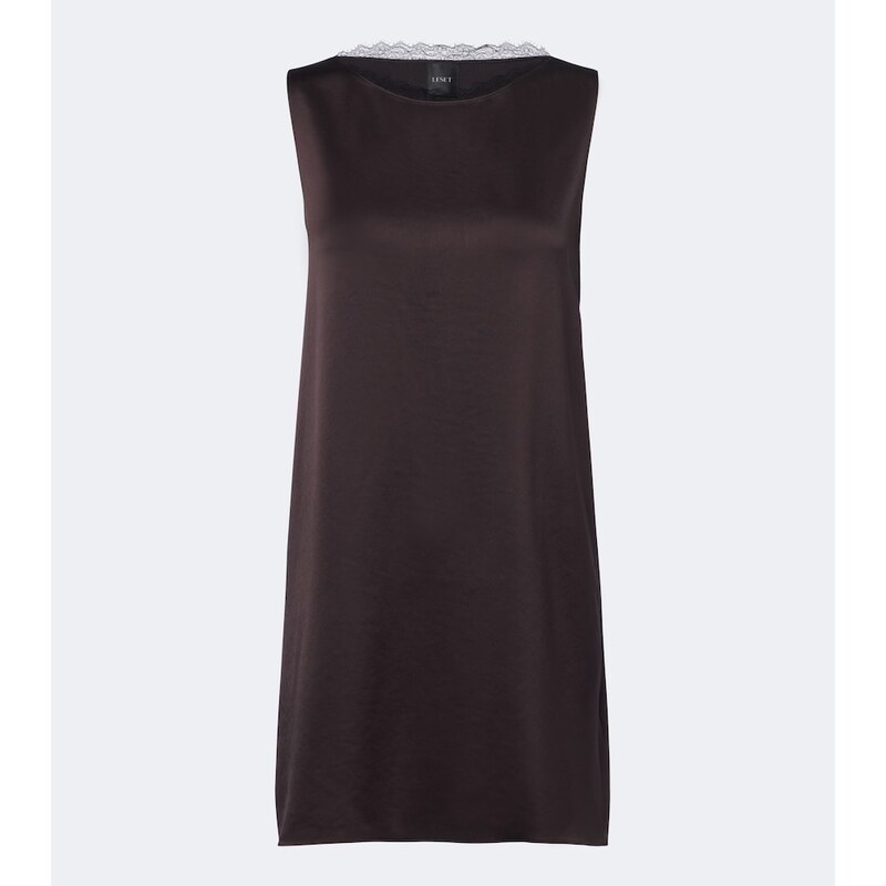 Leset Barb lace-trimmed satin minidress