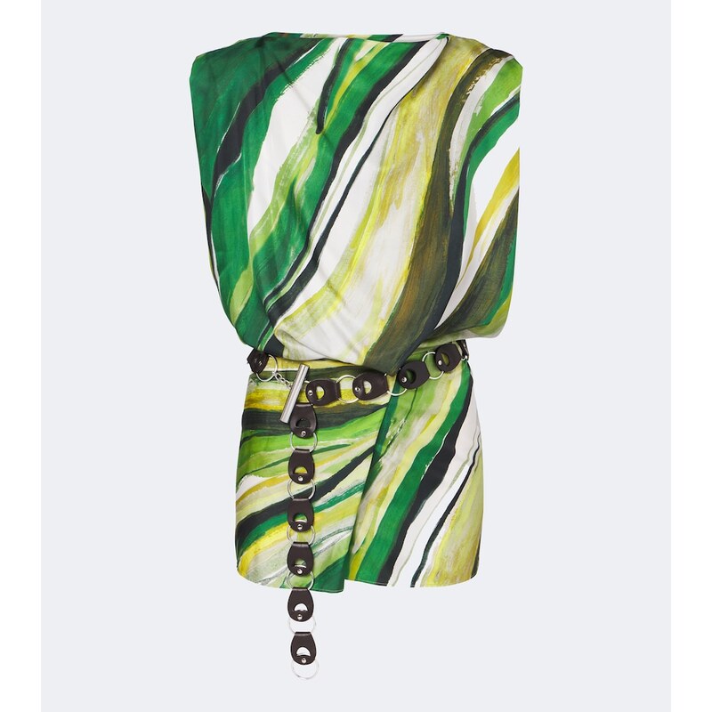 Christopher Esber Belted printed silk minidress