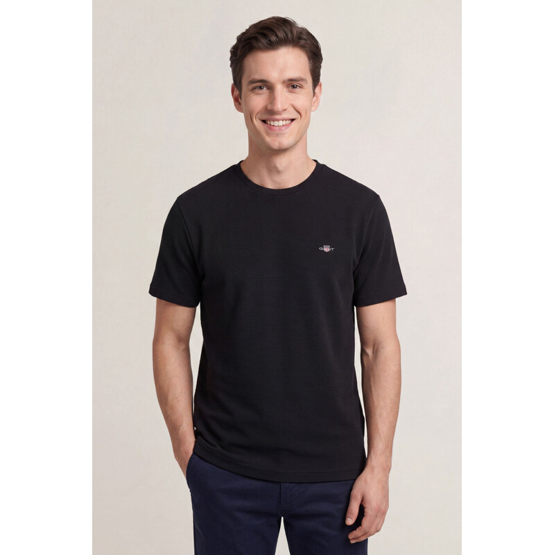 TRIČKO GANT TEXTURE SS T-SHIRT BLACK