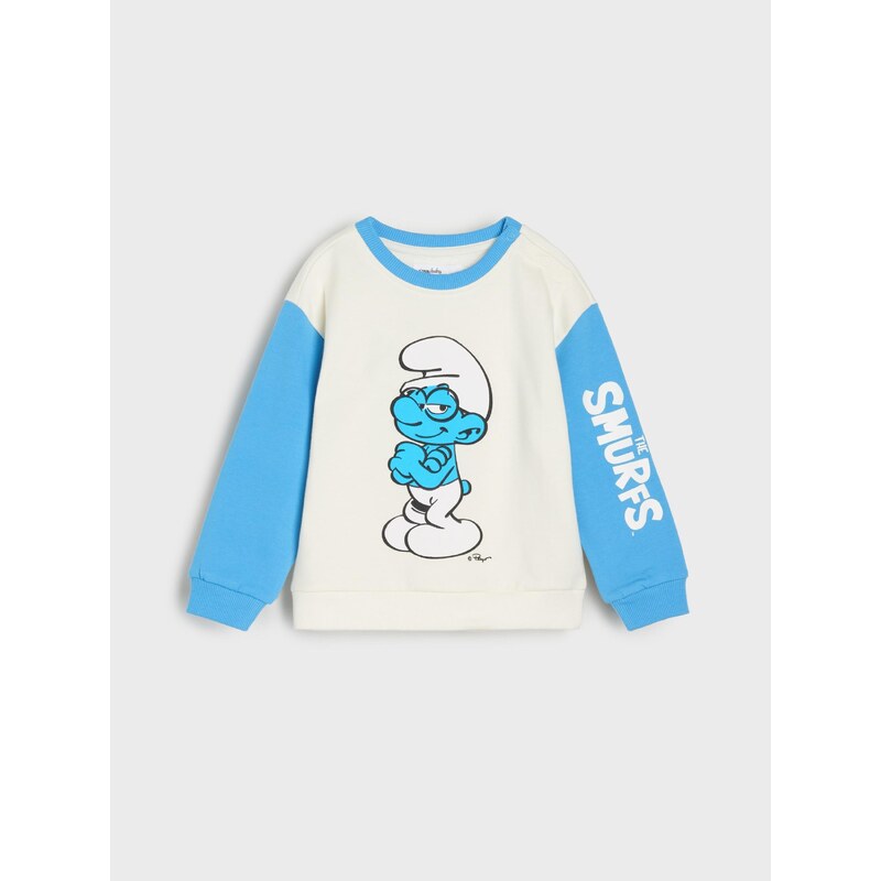 Sinsay - Mikina typu crewneck The Smurfs - krémová