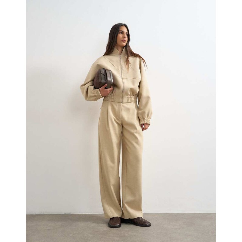 Topshop co ord twisted seam slim trouser in sand-Neutral
