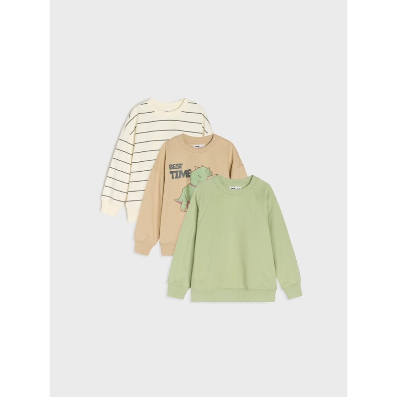 Sinsay - Mikina typu crewneck 3 pack - zelená