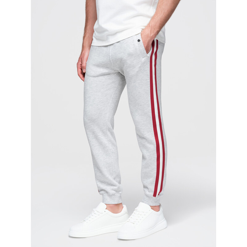 Ombre Mens sweatpants with piping and ribbing on legs - grey