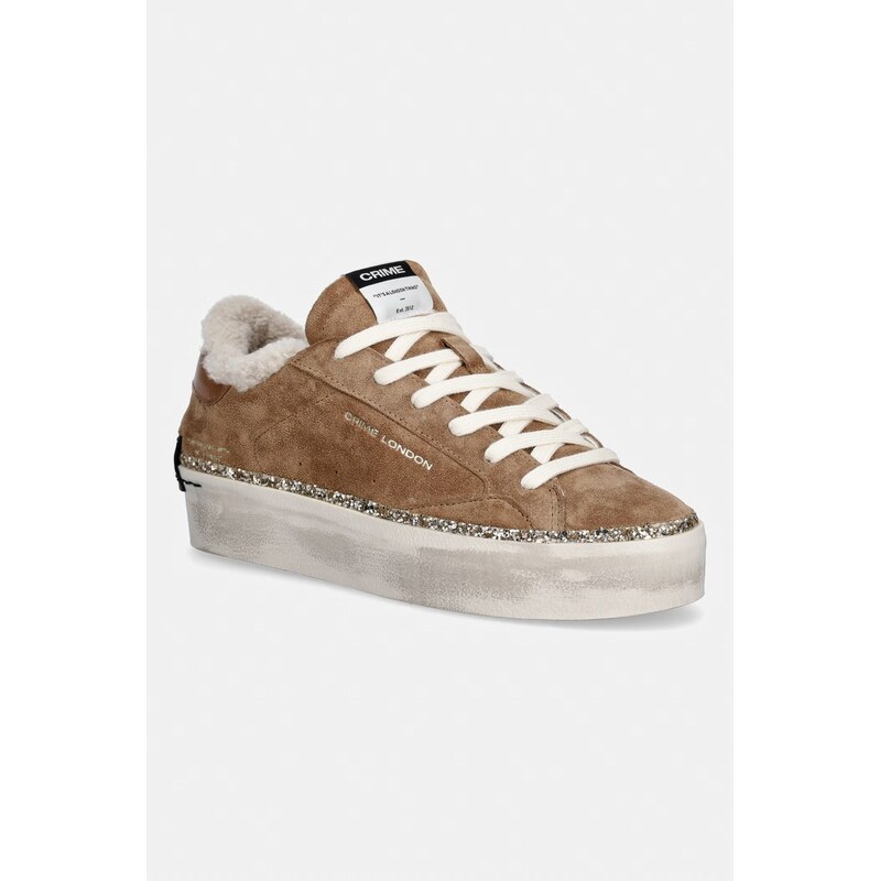 Crime London DISTRESSED PLATFORM sneakers boty dámské semišové