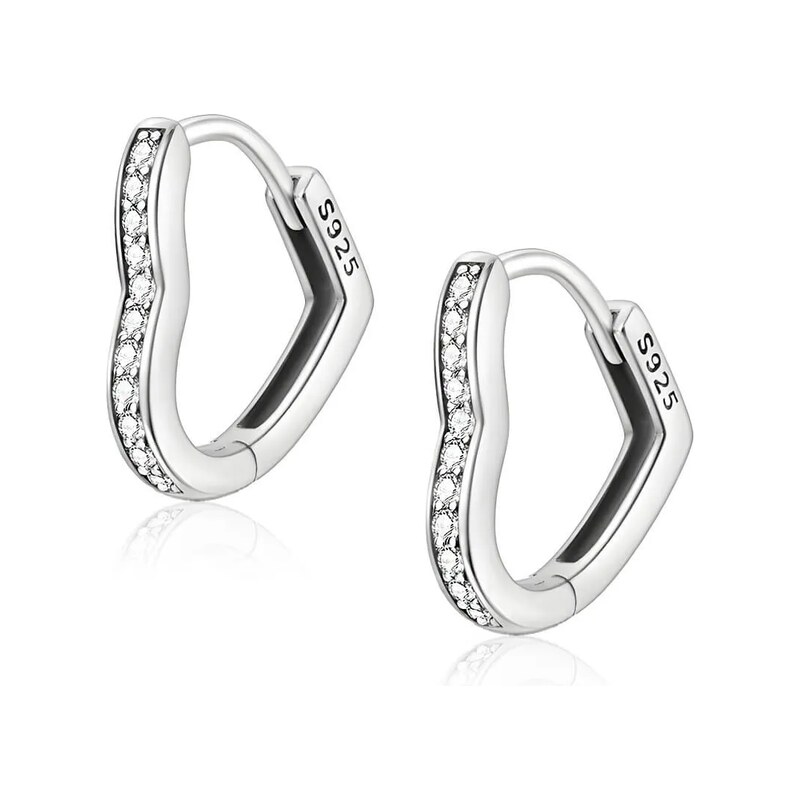 Elanis Jewel Stříbrné náušnice Třpytivé srdce s čirými zirkony