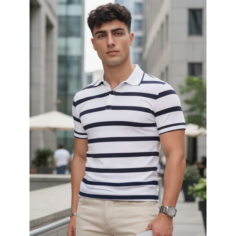 Dstreet Trendy bílá pánská polokošile