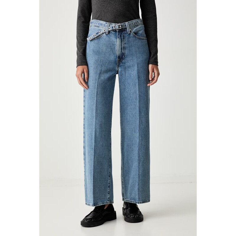 Levis wide leg džíny dámské RIBCAGE WL BELTED