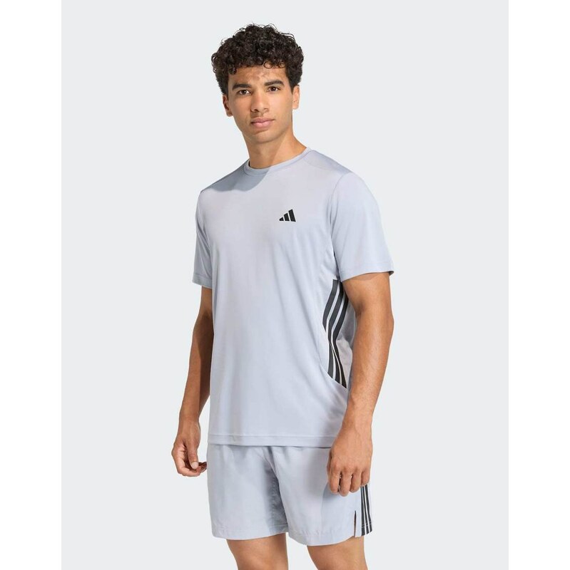 adidas performance Tech essentials workout 3 stripes t-shirt in