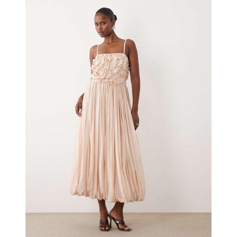 ASOS DESIGN embellished bodice midaxi dress with bubble skirt in