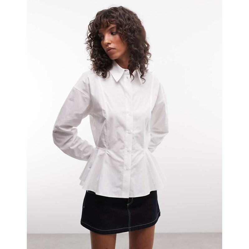 ASOS DESIGN peplum detail shirt in white
