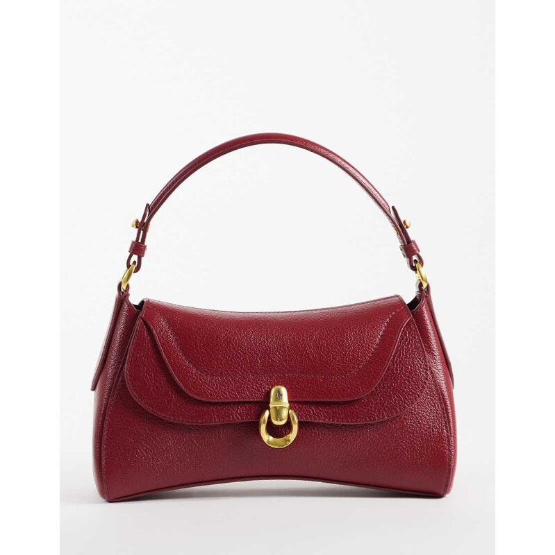 Polo Ralph Lauren buckle leather bag in burgundy-Red