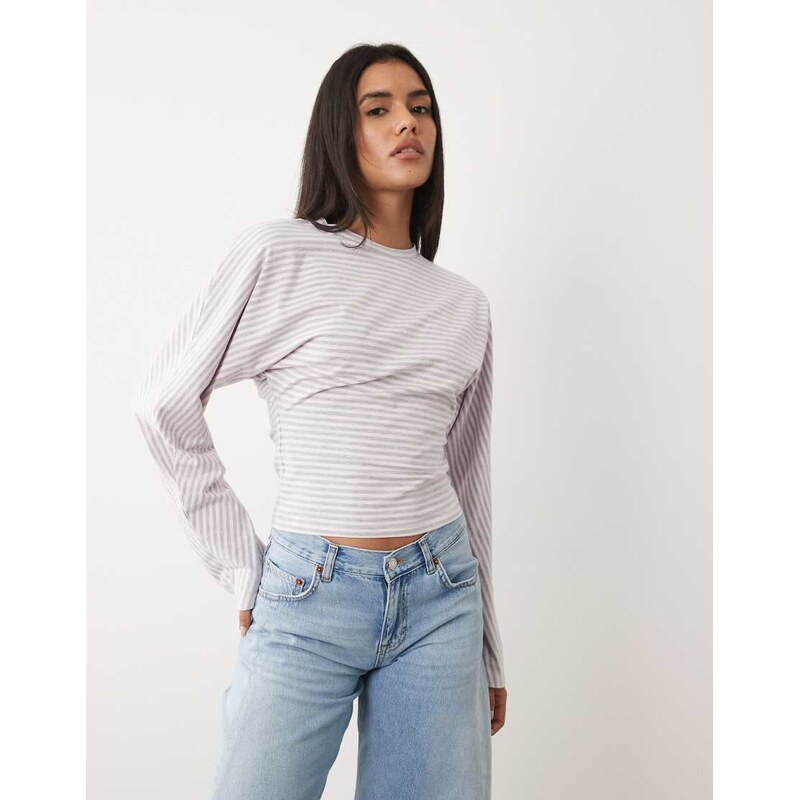 Cotton On Blair batwing long sleeve top in penny stripe babydoll