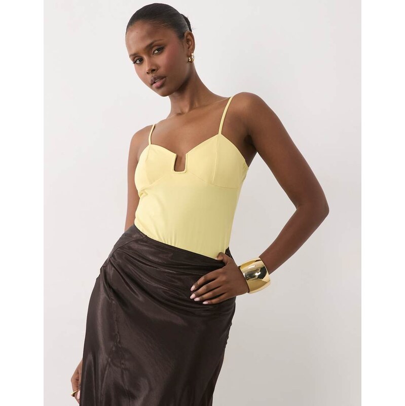 ASOS DESIGN compact cami bodysuit with wired plunge neck in
