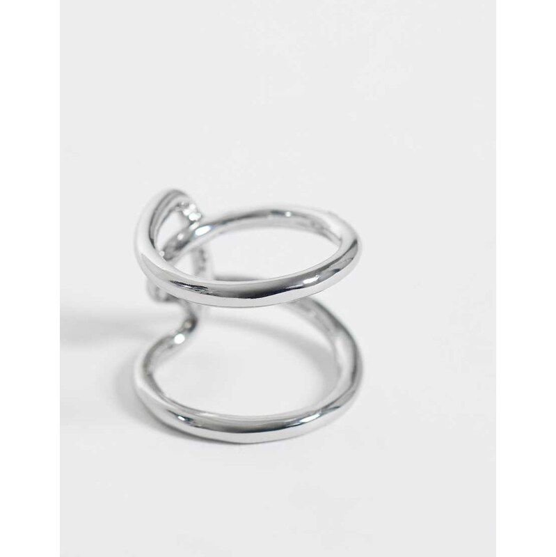 ASOS DESIGN ring with wire design in silver tone