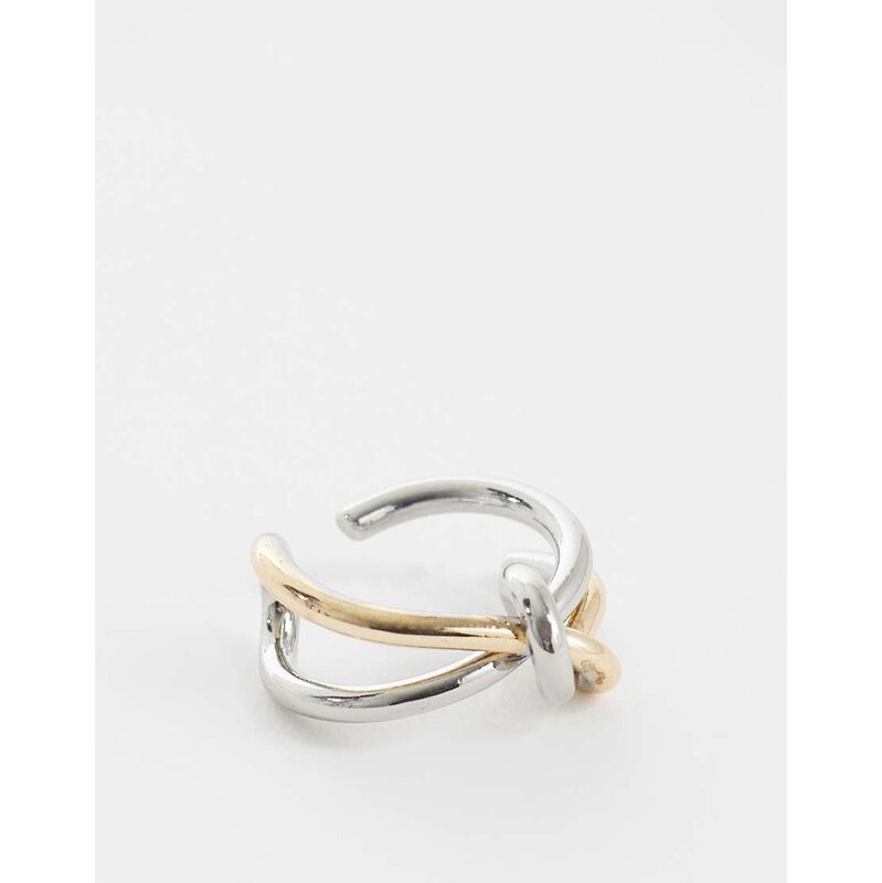 Reclaimed Vintage unisex knot ring in mixed metals-Multi