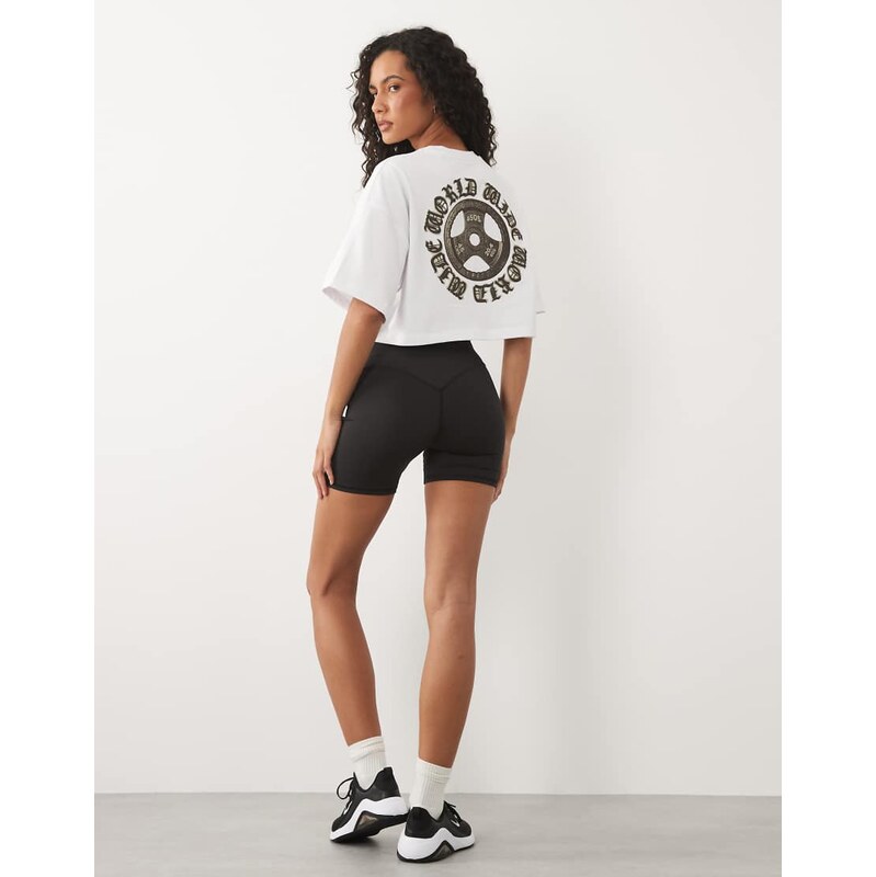 4505 heavyweight cotton cropped t-shirt with back print in white