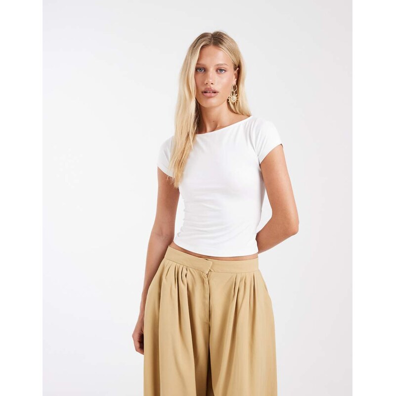 Hollister seamless slash neck top in white