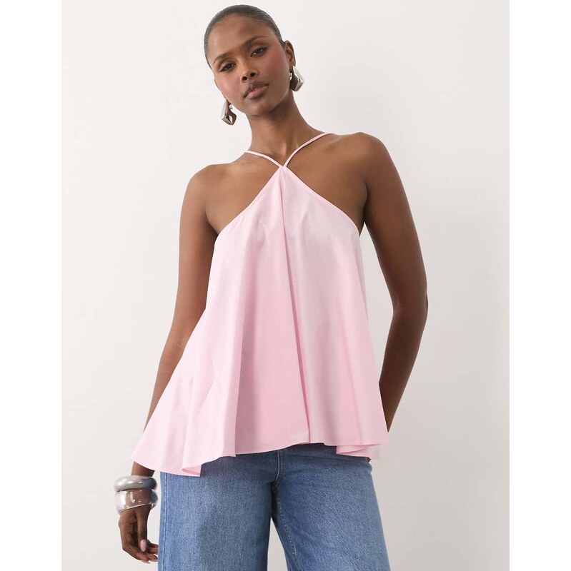 ASOS DESIGN volume halterneck cami in pink