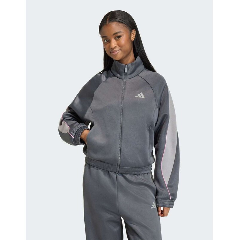 adidas performance Stadium tracktop in grey six / charcoal solid