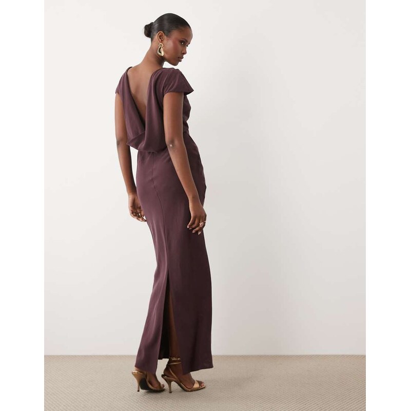 ASOS DESIGN high neck draped shoulder maxi dress with cowl back