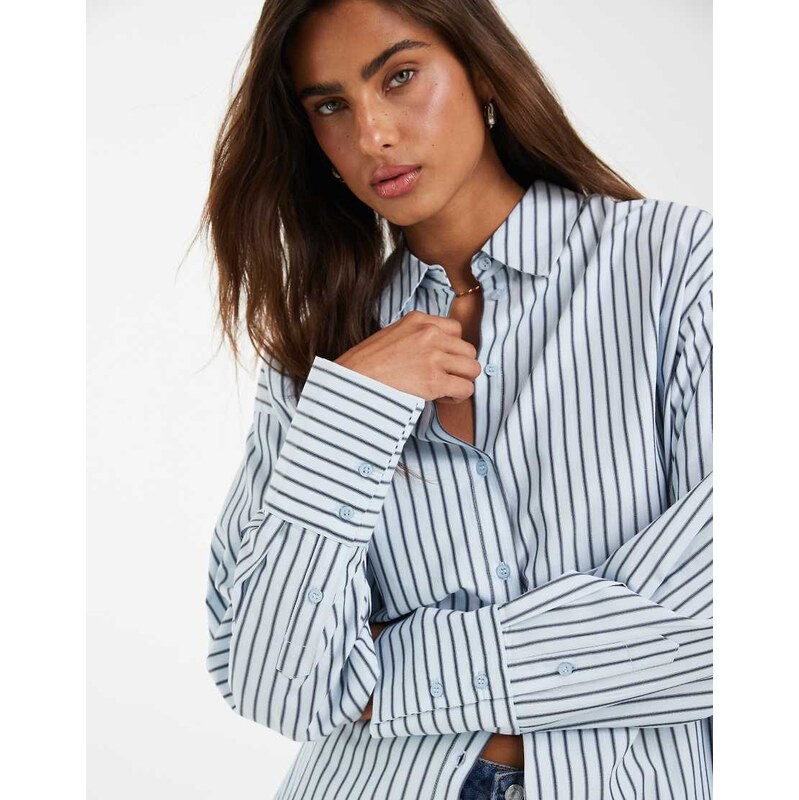 JJXX Bella long sleeve stripe shirt in blue