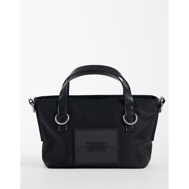 Accessorize mini nylon crossbody bag in black