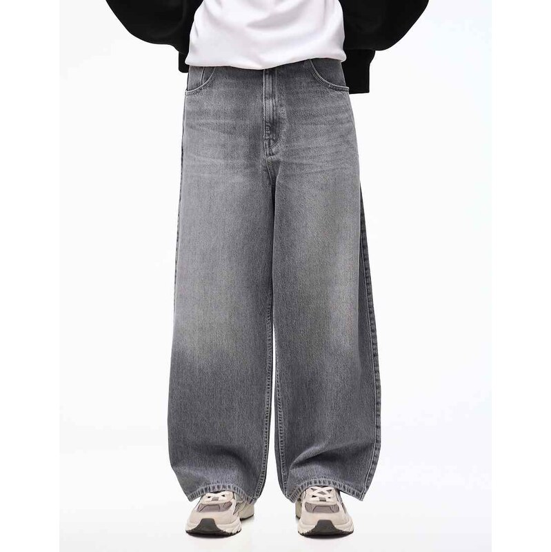 Bershka Super baggy jeans in light grey