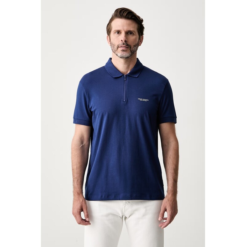Armani Exchange polo pánské bavlněné s elastanem