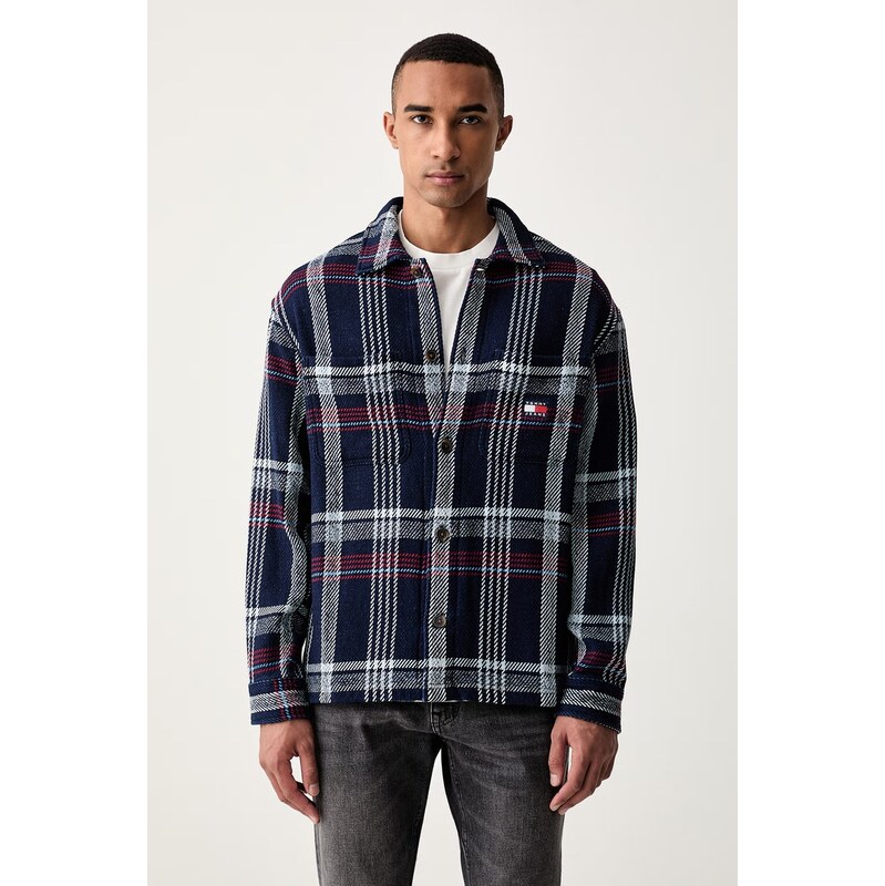 Tommy Jeans košilová bunda pánská bavlněná