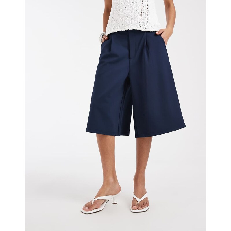 ASOS DESIGN slinky twill tailored bermuda short in navy