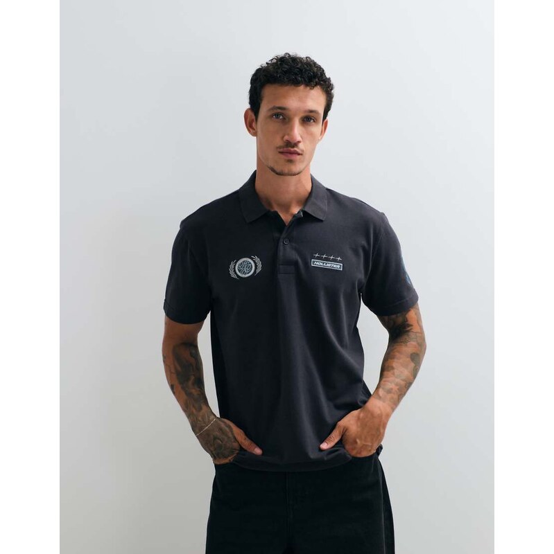 Hollister short sleeve polo in black