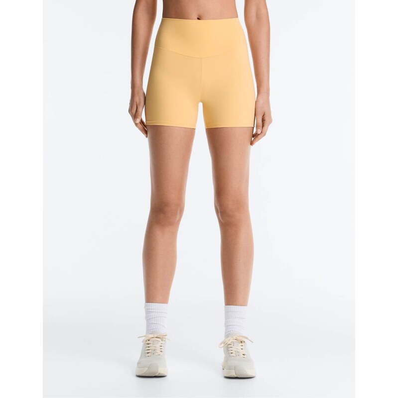 OYSHO Comfortlux high-rise 10cm hot pants in yellow