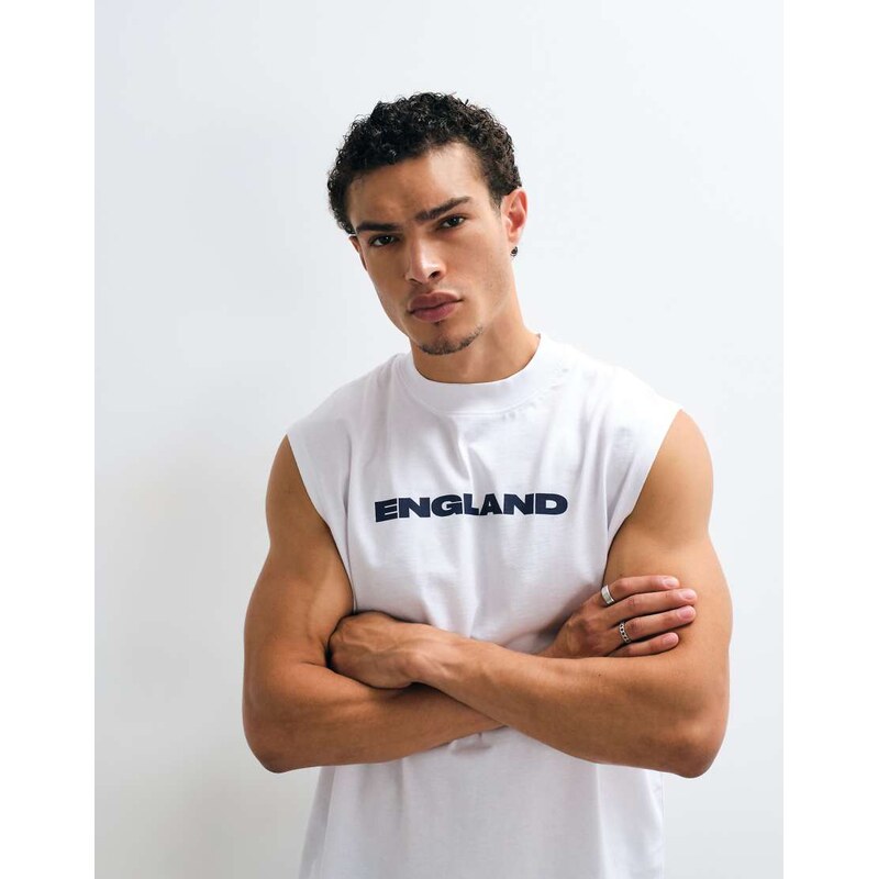 ASOS DESIGN oversized tank with England graphic in white