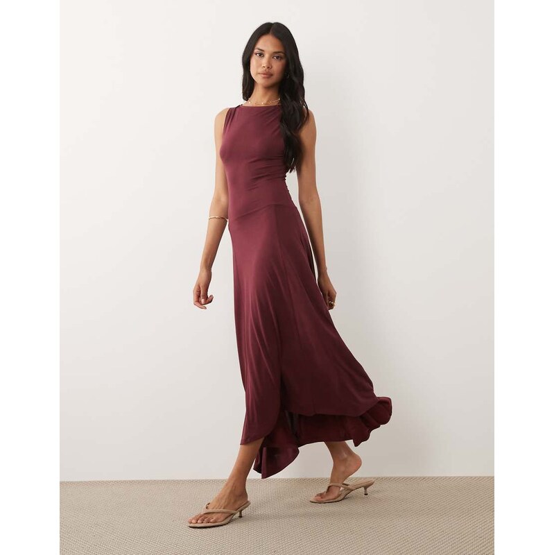 ASOS DESIGN modal drop waist midi dress-Red