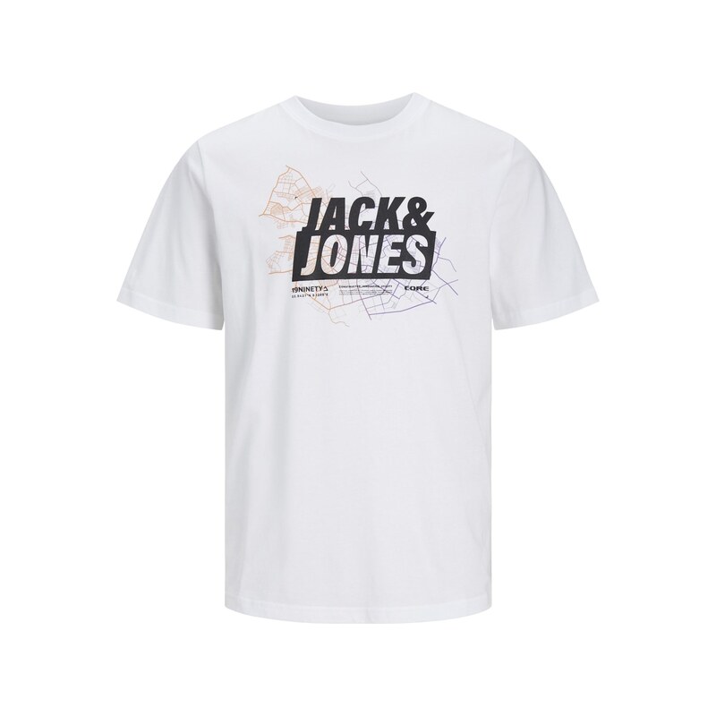 JACK & JONES Tričko JCOMap karamelová / fialová / černá / bílá