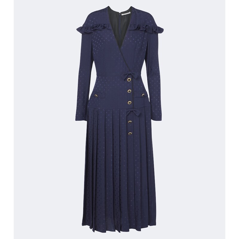 Alessandra Rich Pleated silk jacquard midi dress